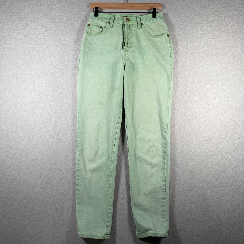 Vintage Express EXP Jeans Womens 9/10 Mint Green High Waisted Mom Jeans USA Made